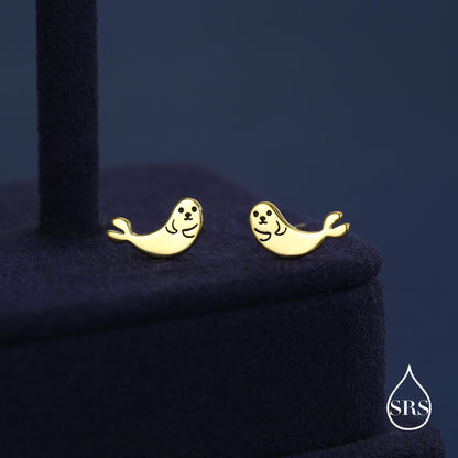 Seal Stud Earrings in Sterling Silver, Cute Baby Seal Earrings, Nature Inspired Animal Earrings