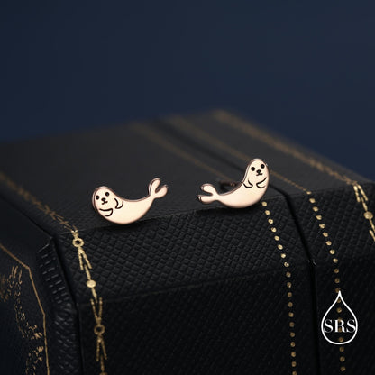 Seal Stud Earrings in Sterling Silver, Cute Baby Seal Earrings, Nature Inspired Animal Earrings