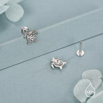 Turtle 16G Internally Threaded Flat Back Earrings in Sterling Silver, Animal Earrings