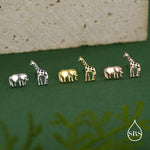 Sterling Silver Elephant & Giraffe Stud Earrings