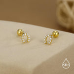 Sterling Silver CZ Horseshoe 18G Screw Back Stud Earrings with Ball Backs