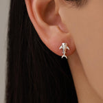 Sterling Silver Shark 18G Screw Back Stud Earrings with Ball Backs