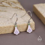 Sterling Silver Enamel Foxglove Flower Drop Earrings