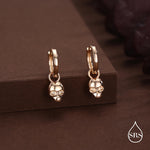 Sterling Silver Tiny Skull Hoop Earrings, 8mm Hoops, Detachable Charm Hoop Earrings, Silver or Gold, Interchangeable