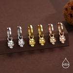 Sterling Silver Tiny Skull Hoop Earrings, 8mm Hoops, Detachable Charm Hoop Earrings, Silver or Gold, Interchangeable