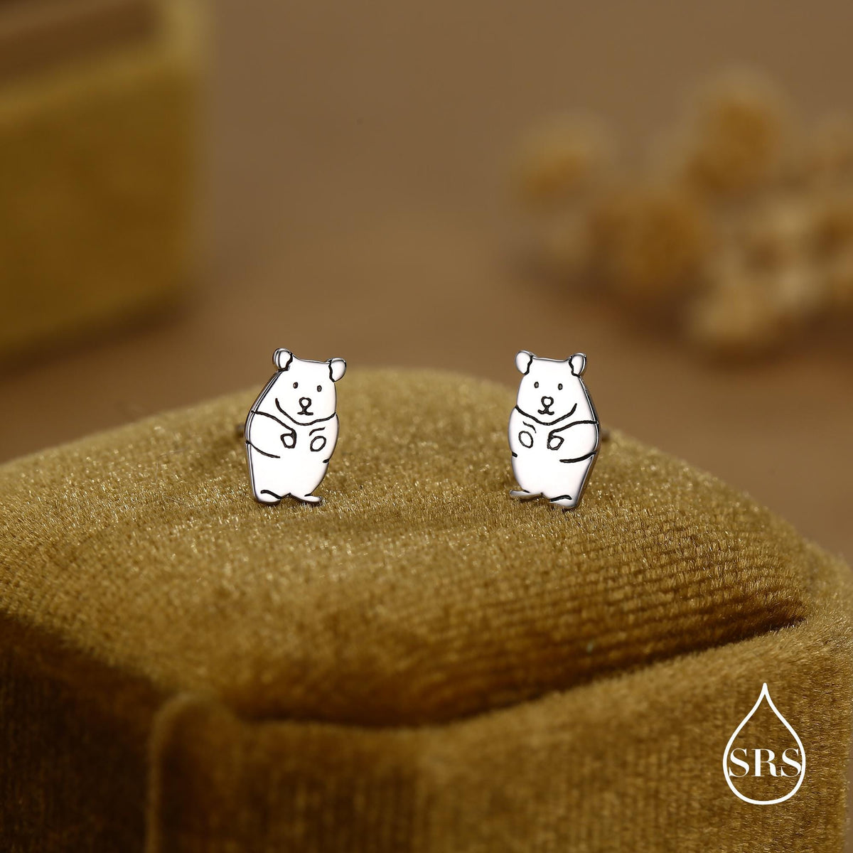 Kawaii Hamster Stud Earrings in Sterling Silver, Cute Hamster Earrings, Pet Earrings, Pet Jewellery