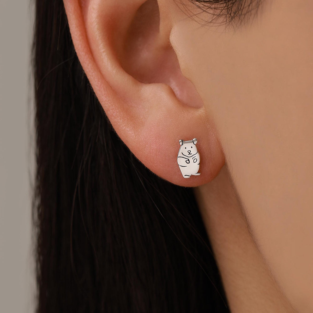 Kawaii Hamster Stud Earrings in Sterling Silver, Cute Hamster Earrings, Pet Earrings, Pet Jewellery