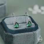 Emerald Green Pear Cut CZ Drop Earrings in Sterling Silver, Silver or Gold, Minimalist Droplet Dangle Earrings, Drop Earrings