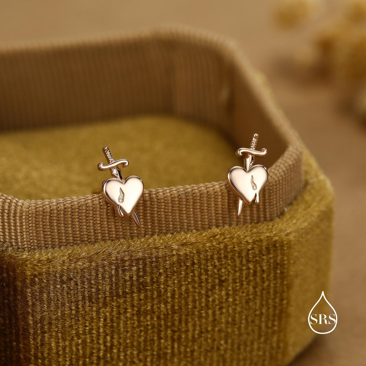 Sterling Silver Dagger Heart Stud Earrings