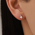 Sterling Silver Dagger Heart Stud Earrings