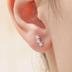 Star Trio Stud Earrings in Sterling Silver, Silver or Gold or Rose Gold, Three Star Earrings, Tiny Star Trio Earrings, Constellation Earring