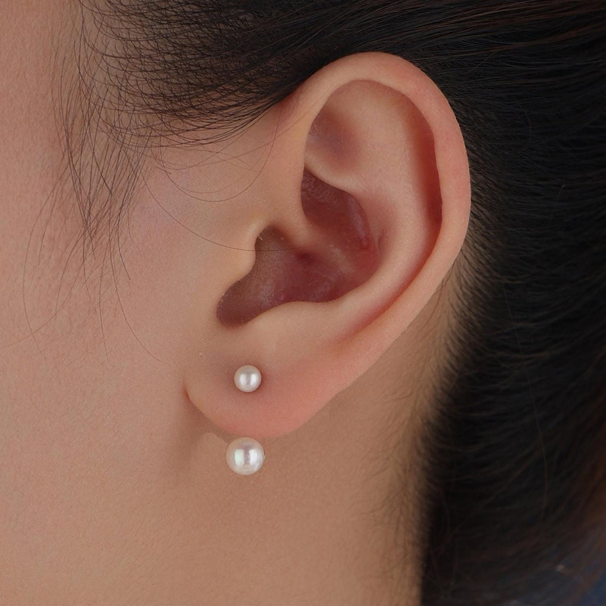 Sterling Silver Front and Back Stud Earrings Ear Jackets with Simulated Pearls, Simple and Elegant, Mother of Pearl Ear Jacket