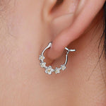 Forget Me Not Flower Cluster Hoop Earrings in Sterling Silver, Flower Bouquet Hoops