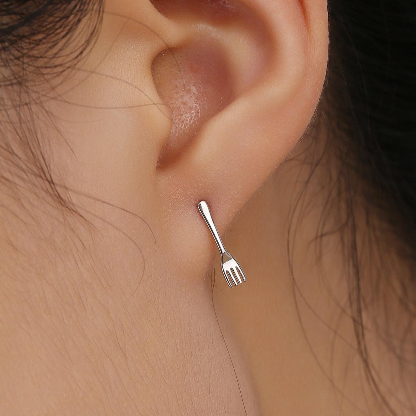 Spoon Stud Earrings in Sterling Silver, Silver, Gold or Rose Gold, Spoon Earrings, Cute Earrings