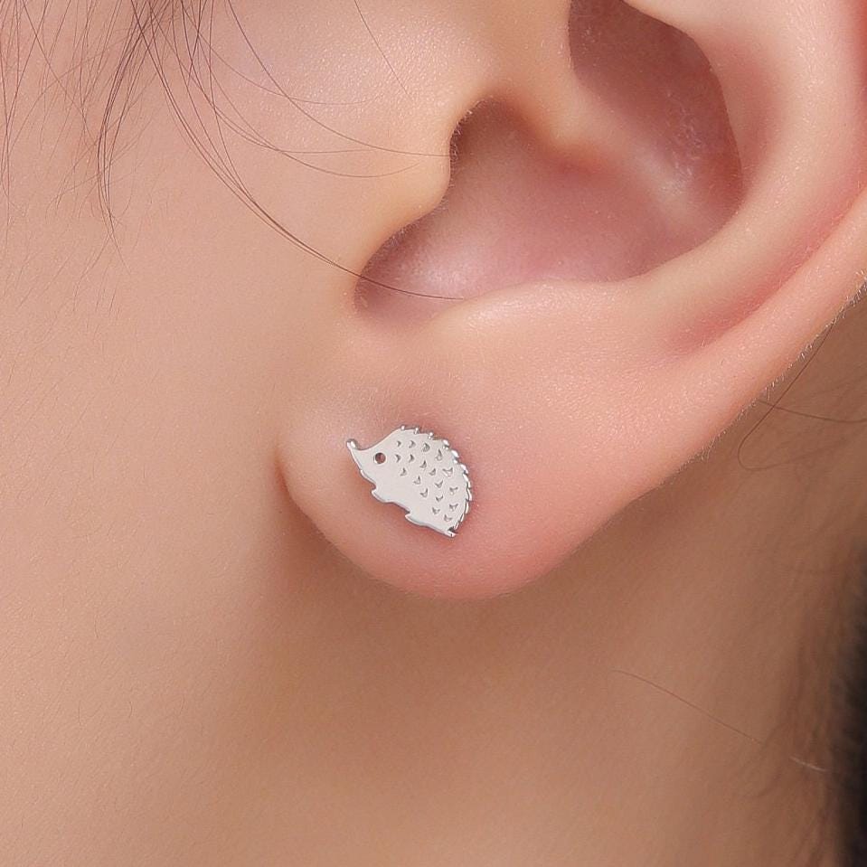 Hedgehog Stud Earrings in Sterling Silver, Silver or Gold, Hedgehog Earrings, Nature Inspired Animal Earrings