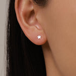Sterling Silver Sunburst Star 18G Screw Back Earrings