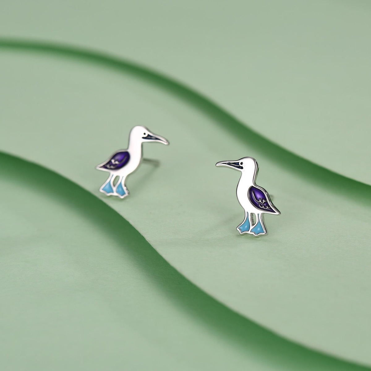 Sterling Silver Blue-Footed Booby Stud Earrings