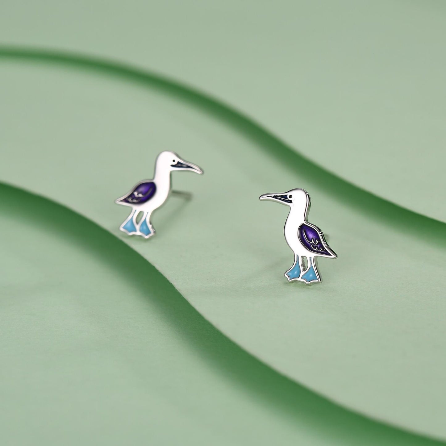 Sterling Silver Blue-Footed Booby Stud Earrings