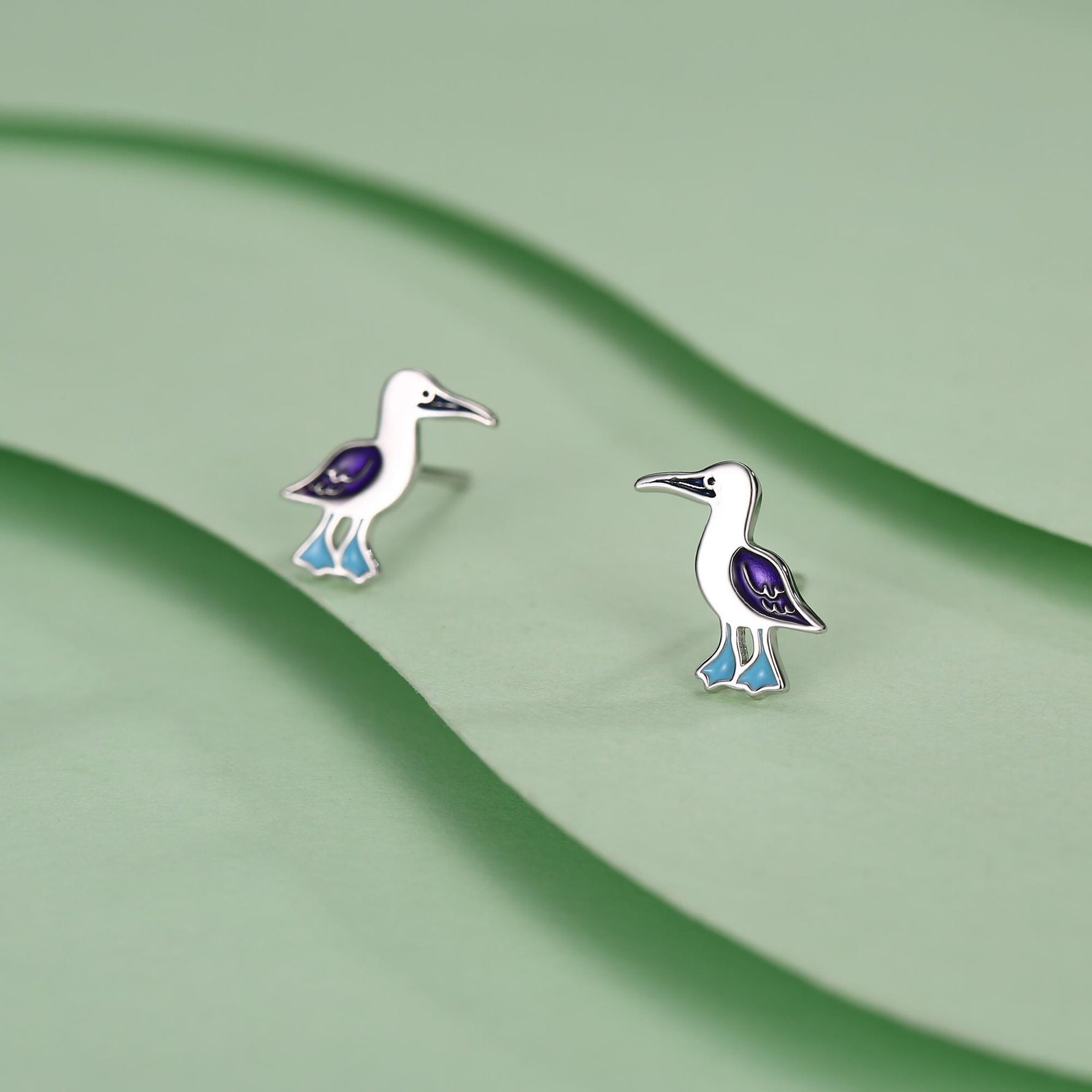 Sterling Silver Blue-Footed Booby Stud Earrings