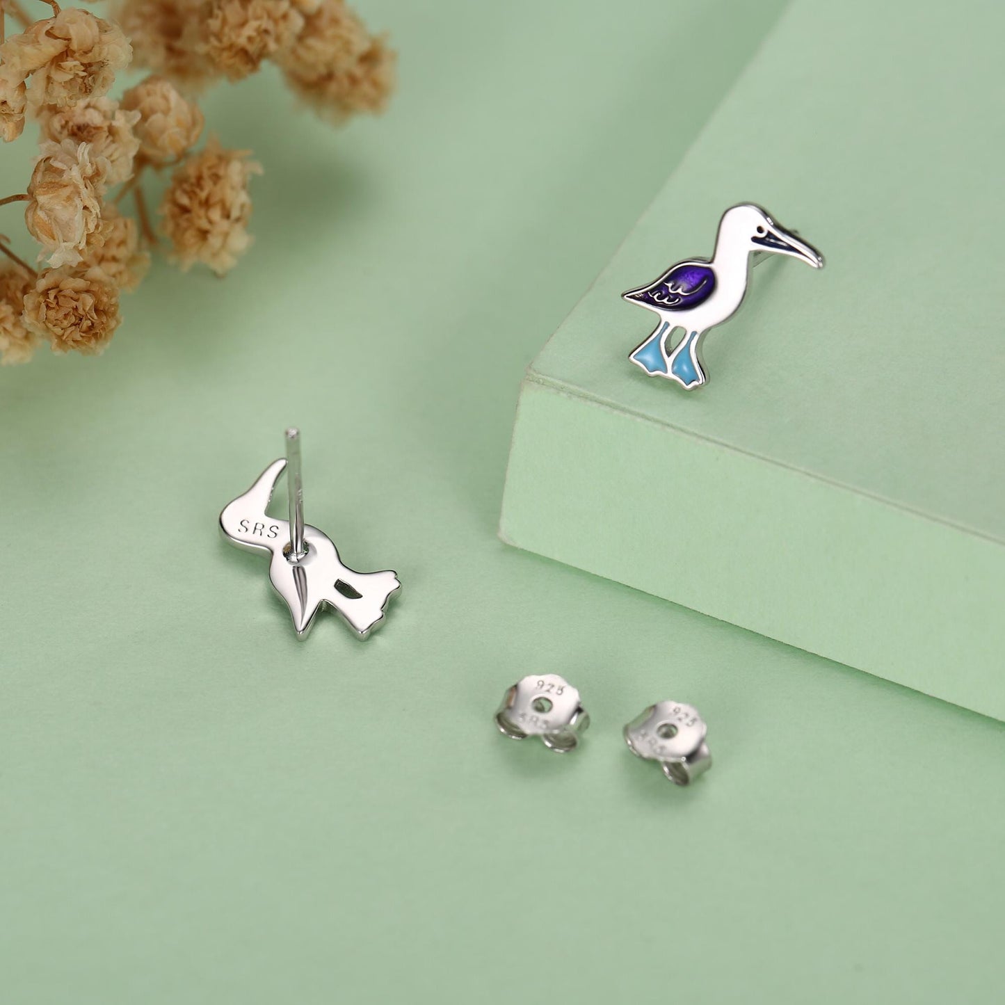 Sterling Silver Blue-Footed Booby Stud Earrings