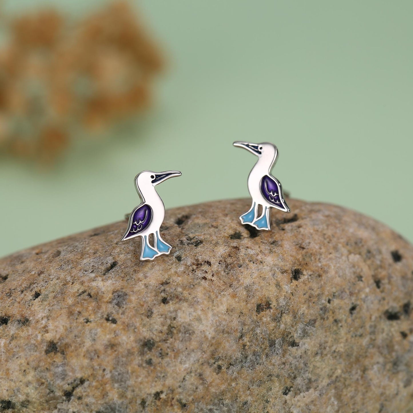 Sterling Silver Blue-Footed Booby Stud Earrings