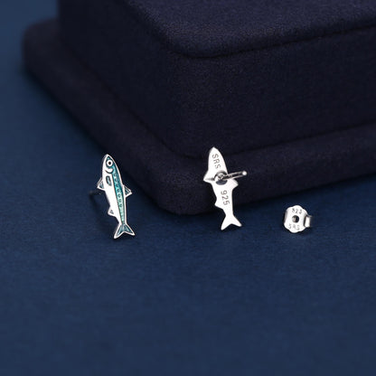Sterling Silver Sardine Stud Earrings