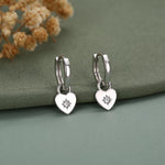Sterling Silver Starburst Heart Hoop Earrings, Detachable Heart Charm Hoop Earrings, Silver or Gold, Interchangeable and detachable