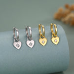 Sterling Silver Starburst Heart Hoop Earrings, Detachable Heart Charm Hoop Earrings, Silver or Gold, Interchangeable and detachable