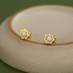 Sterling Silver Opal Sun 18G Screw Back Earrings with Ball Backs