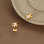 Sterling Silver Opal Sun 16G Flat Back Earrings