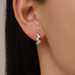 Star Constellation CZ Huggie Hoops in Sterling Silver, Silver or Gold or Rose Gold, 9mm Inner Diameter, CZ Cluster Hoops,