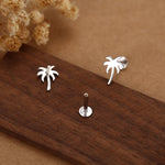 Sterling Silver Palm Tree 16G Flat Back Earrings