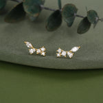 Sterling Silver CZ Cluster 18G Screw Back Stud Earrings