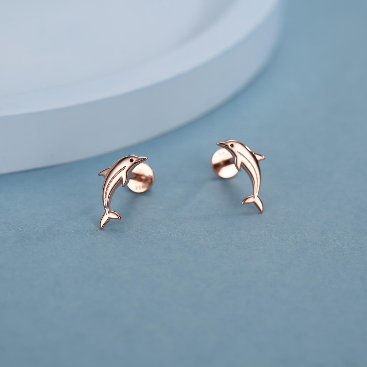 Sterling Silver Dolphin 16G Flat Back Earrings