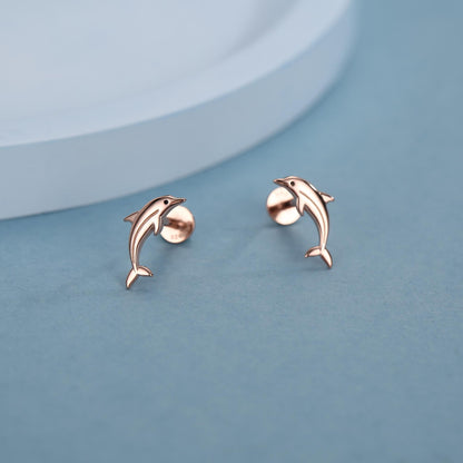 Sterling Silver Dolphin 16G Flat Back Earrings