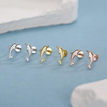 Sterling Silver Dolphin 16G Flat Back Earrings