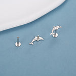 Sterling Silver Dolphin 16G Flat Back Earrings