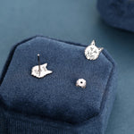 Sterling Silver Maine Coon Style Cat Face Stud Earrings
