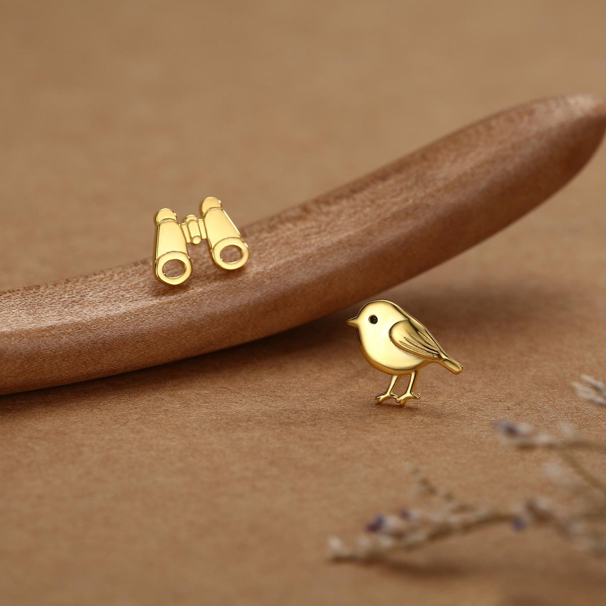 Sterling Silver Birdwatcher Mismatched Stud Earrings
