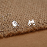 Sterling Silver Birdwatcher Mismatched 16G Flat Back Earrings