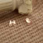 Sterling Silver Birdwatcher Mismatched 16G Flat Back Earrings