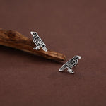 Sterling Silver Crow Raven Bird Stud Earrings