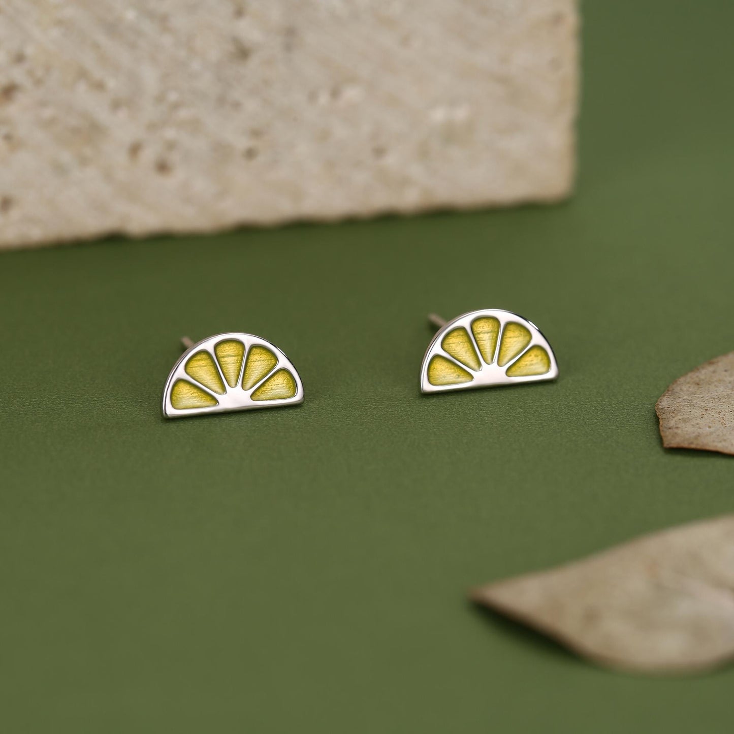 Sterling Silver Lemon Slice Stud Earrings