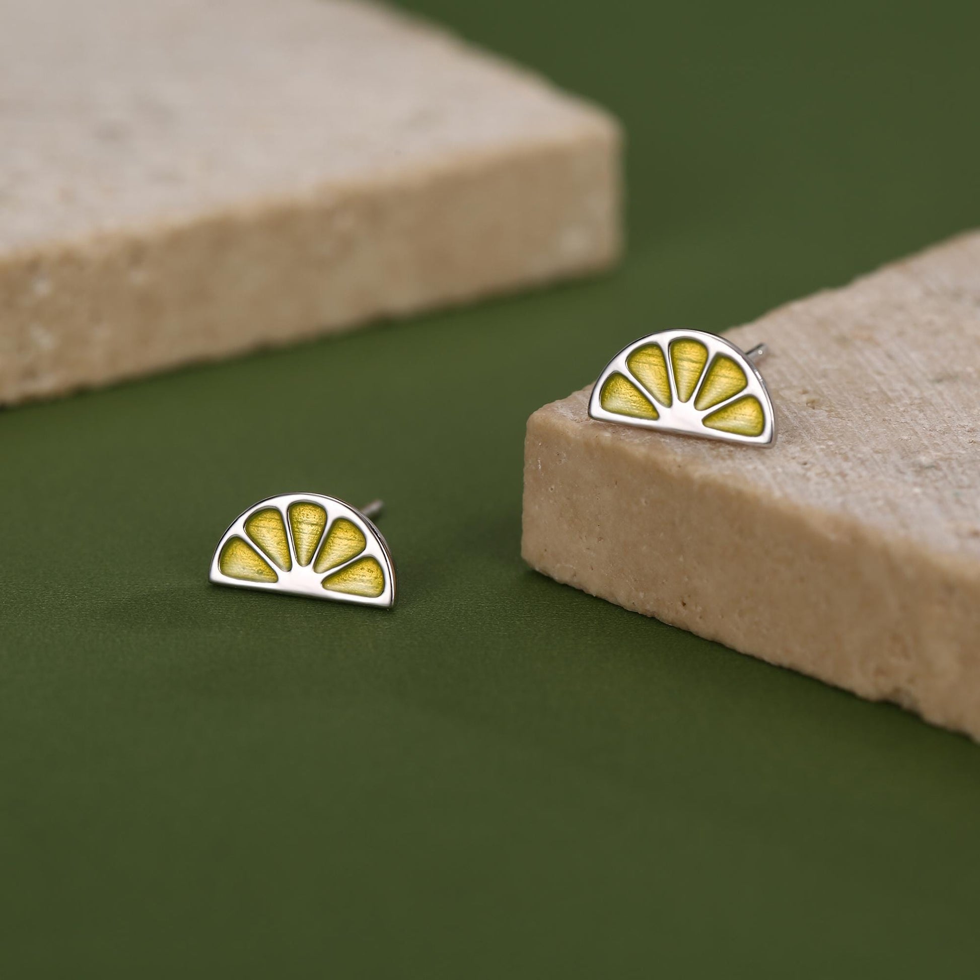 Sterling Silver Lemon Slice Stud Earrings