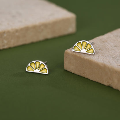 Sterling Silver Lemon Slice Stud Earrings