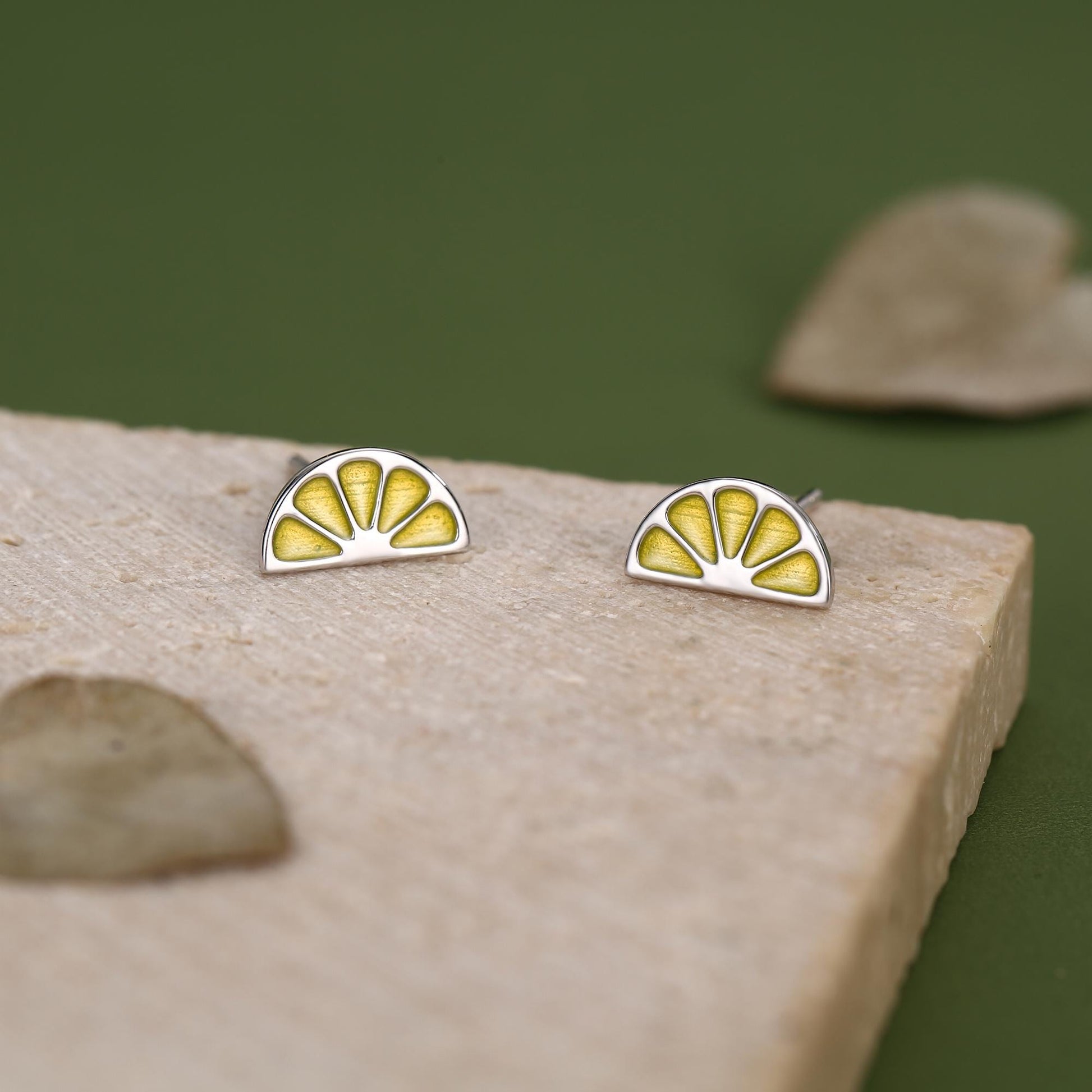 Sterling Silver Lemon Slice Stud Earrings