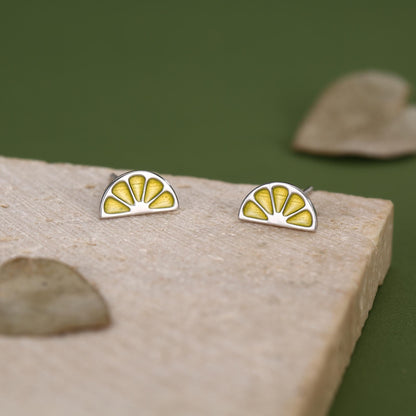 Sterling Silver Lemon Slice Stud Earrings