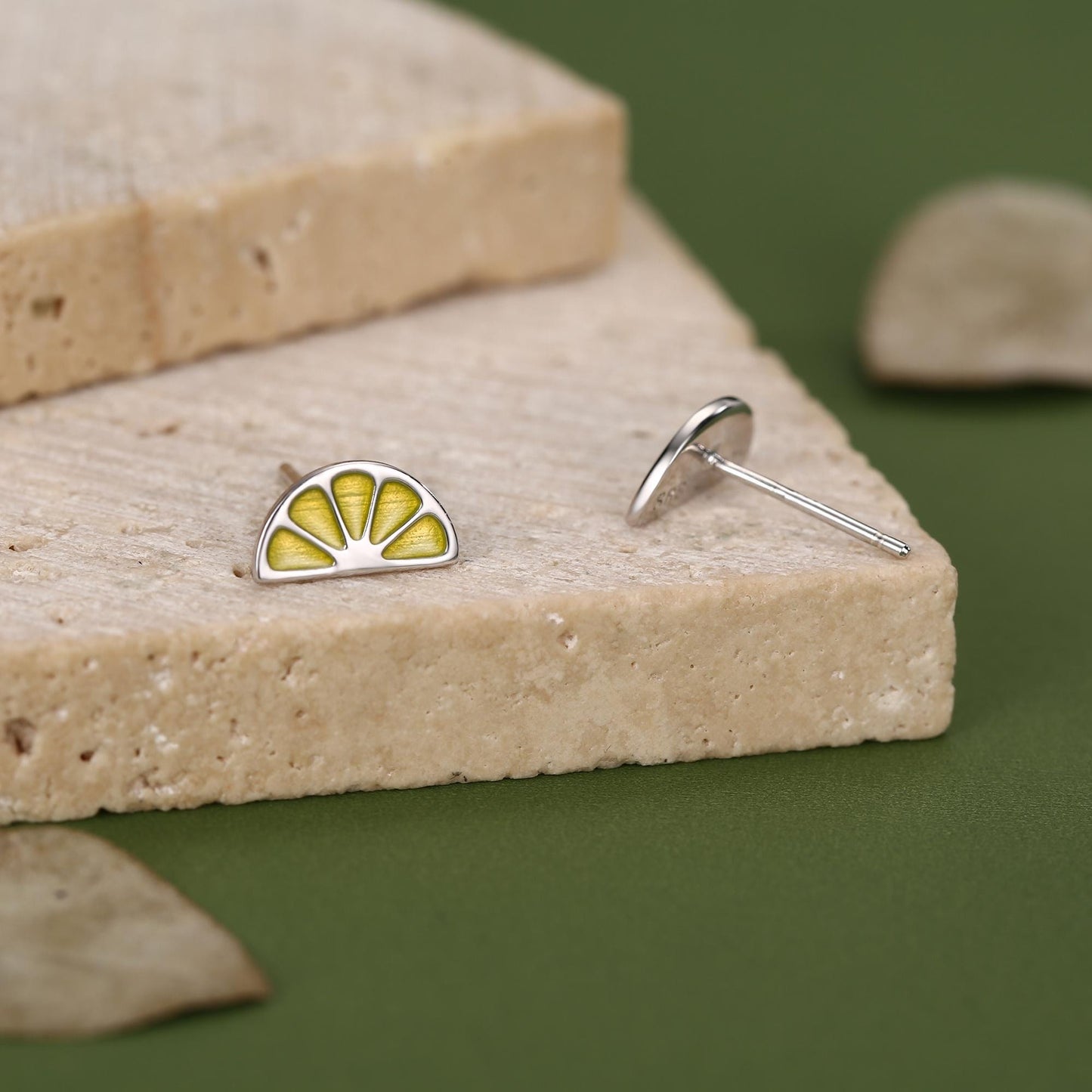Sterling Silver Lemon Slice Stud Earrings