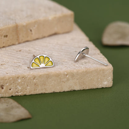 Sterling Silver Lemon Slice Stud Earrings