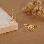 Sterling Silver Forget-me-not Flower Drop Hook Earrings, Silver or Gold or Rose Gold, Daisy Earrings, Minimalist Forget me not Earrings